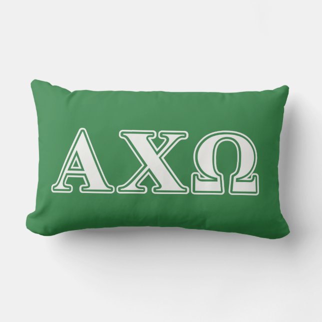 Almofada Lombar Alphi Chi Omega Letras Brancas e Verdes (Frente)