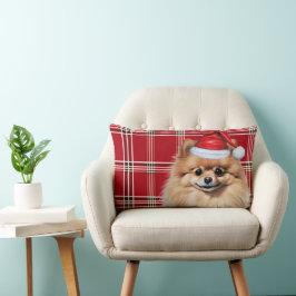 Almofada Lombar Amante de Cachorro Natal Pomerânia Férias Xadrez