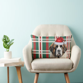 Almofada Lombar Amante de Cachorro Natal São Bernardo Plaid de Fér