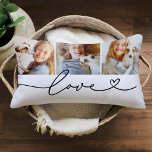 Almofada Lombar Amar na Colagem Personalizada de Fotos do Script B<br><div class="desc">O design de travesseiro decorativo lombar personalizado moderno e na moda apresenta uma colagem de fotos de três (3) fotos favoritas com um design de tipografia preto simples e mínimo "Love" que inclui detalhes florescentes e cardíacos. As cores preto e branco podem ser modificadas.</div>