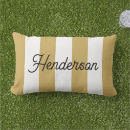 Almofada Lombar Amarelo Mostarda e Branco Cabana Listrado Monogram