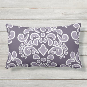 Almofada Lombar Ameixa floral e lavanda do damasco de Ikat