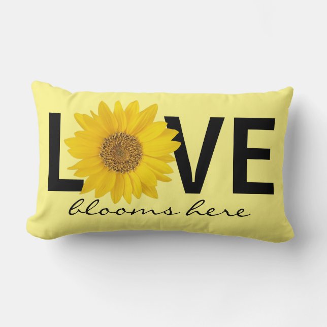 Almofada Lombar Amor Blooms Aqui Sunflower Yellow Lumber Travessei (Frente)