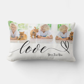 Almofada Lombar Amor Bonito em Coração Negro Script Personalizado