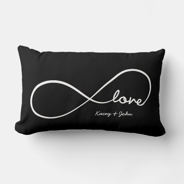 Almofada Lombar Amor da infinidade - preto e branco (Frente)