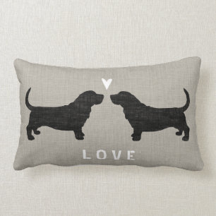 Almofada Lombar Amor das silhuetas de Basset Hound