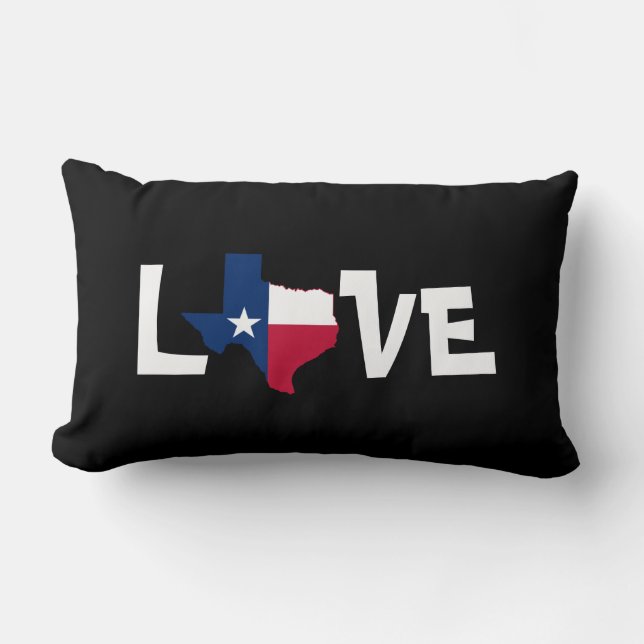 Almofada Lombar AMOR de Texas, com mapa do estado/estrela (Frente)