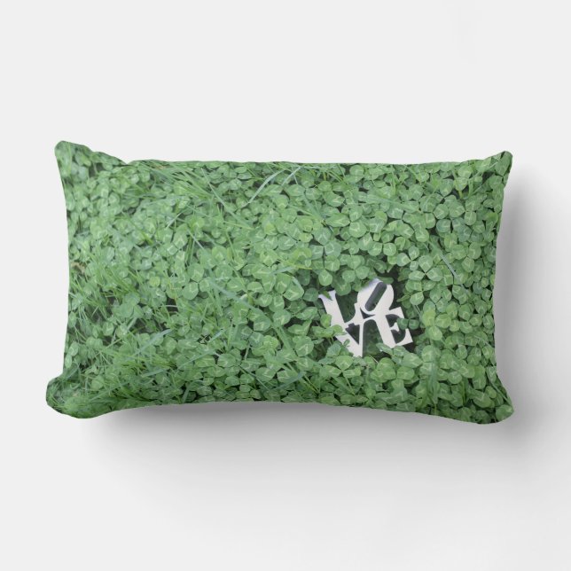 Almofada Lombar Amor de Trevo Verde Casamento de Primavera Diversã (Frente)