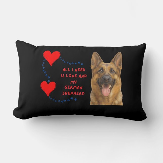Almofada Lombar Amor e Meu Travesseiro 🐾 German shepherd ❤️ (Frente)