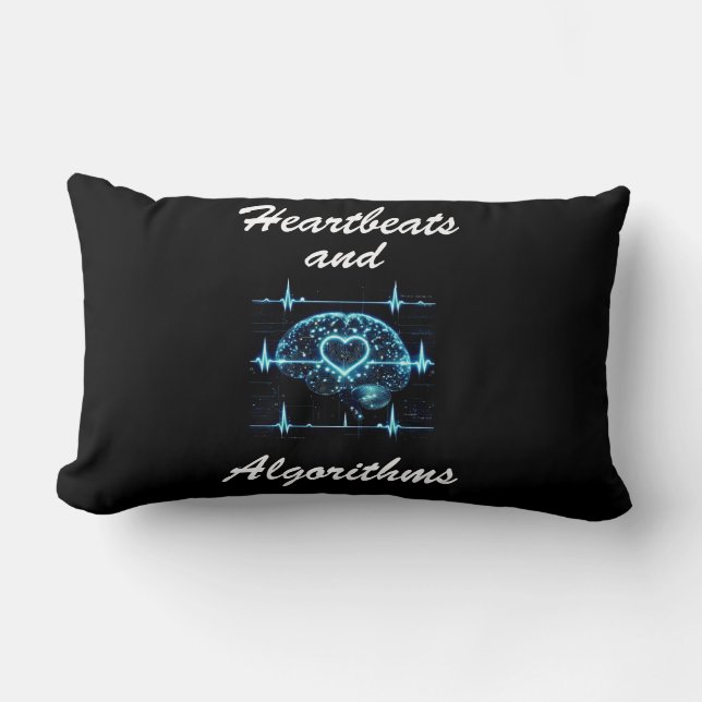 Almofada Lombar Amor futurista "Heartbeats and Algorithms" (Frente)