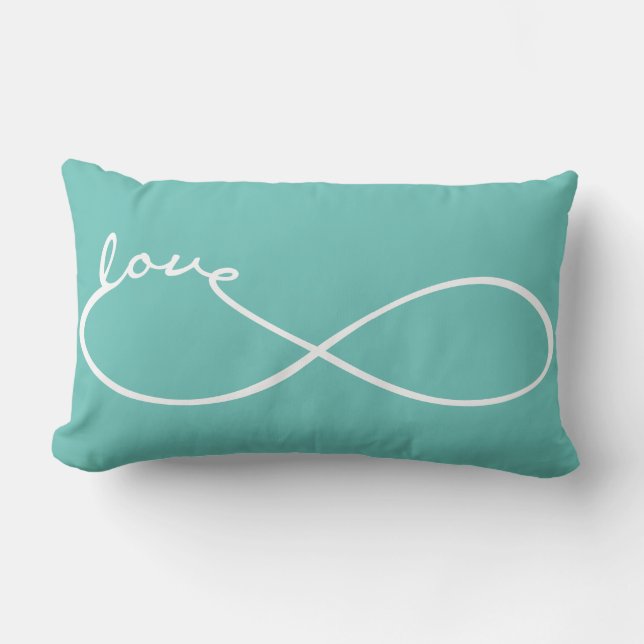 Almofada Lombar Amor Infinito Lemniscata branco + seu fundo. (Frente)