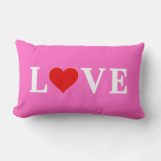 Almofada Lombar AMOR Rosa Elegante Romântico (Frente)