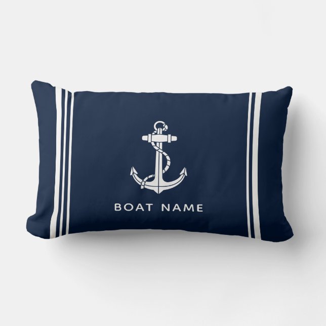 Almofada Lombar Âncora de Barco Elegante e Nome (Frente)