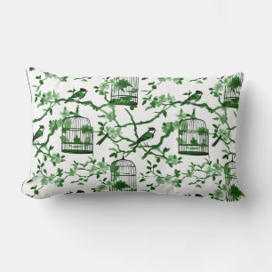 Almofada Lombar Aniversário Clássico Verde e Chinoiserie Branca