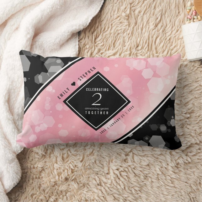 Almofada Lombar Aniversário de Casamento do Rosa Quartz Elegante (Cobertor)
