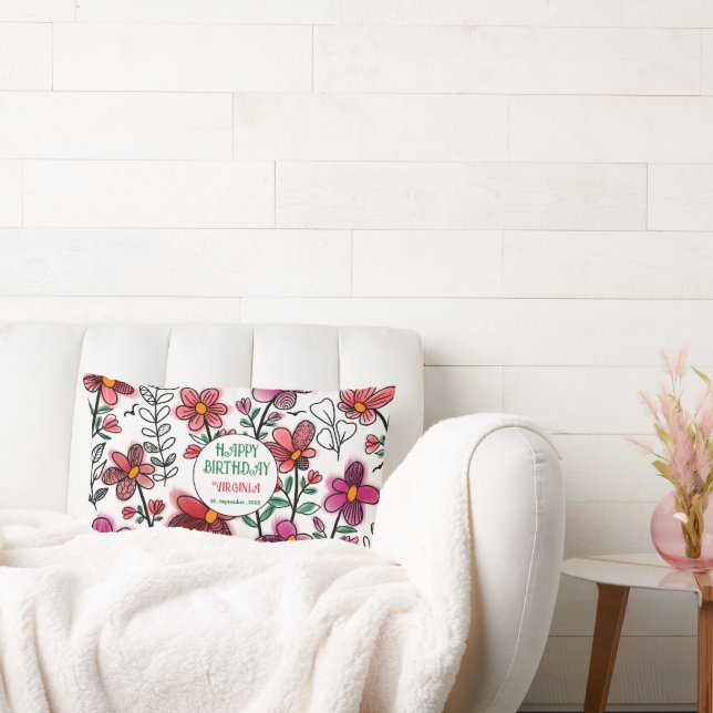 Almofada Lombar ANIVERSÁRIO DE FLORES DE DOIS VERMELHOS primavera  (Sofá)