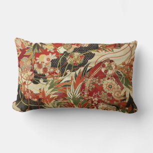 Almofada Lombar ANTIQUE FLORES JAPONESAS VERMELHO FLORETO Verde-PR