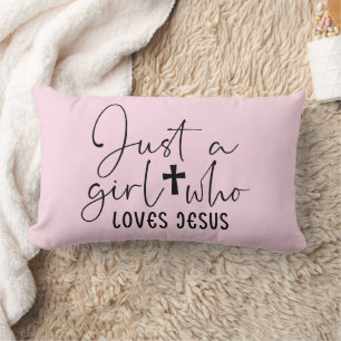 Almofada Lombar Apenas Uma Menina Que Ama Jesus Rosa Personalizado