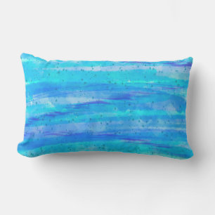 Almofada Lombar Aqua Blue Abstrato Waves ao ar livre