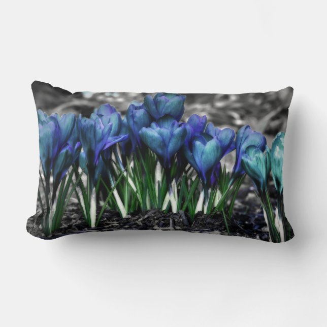 Almofada Lombar Aqua Blue Crocus Blooms (Frente)