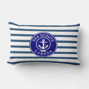 Almofada Lombar Aqua náutica e tiras brancas Marinho Âncora azul