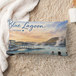 Almofada Lombar Aquarela do banho termal Blue Lagoon Islândia 