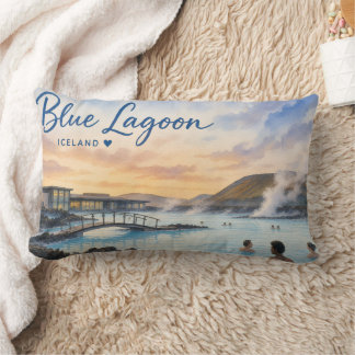 Almofada Lombar Aquarela do banho termal Blue Lagoon Islândia
