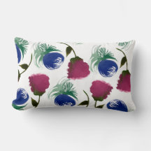 Aquarela Flores Azul Borgonha Verdura Pintura