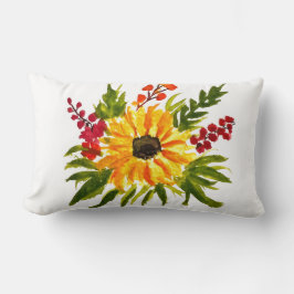 Almofada Lombar Aquarela Girassóis Bonitos Modernos Bonito