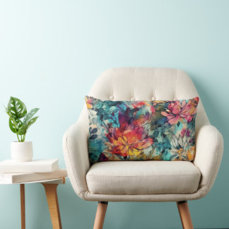 Almofada Lombar Aquarela Splash e Floral de Tinta