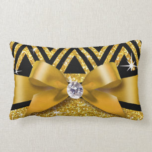 Almofada Lombar Arco Diamante Glitter Chevron Bling ouro