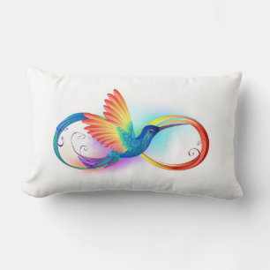 Almofada Lombar Arco-íris Hummingbird com símbolo Infinito