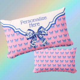 Almofada Lombar Arco Personalizado Da Borboleta Branco Azul Vintag