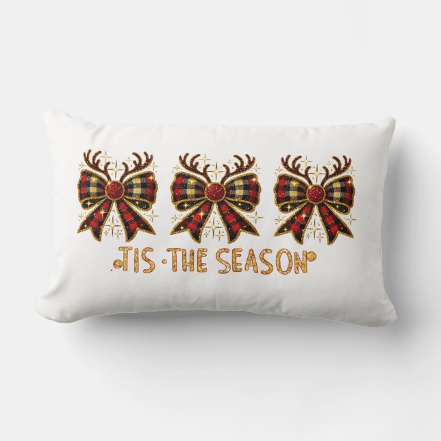 Almofada Lombar Arcos de Natal Arcos de Xadrez Vermelho (Frente)