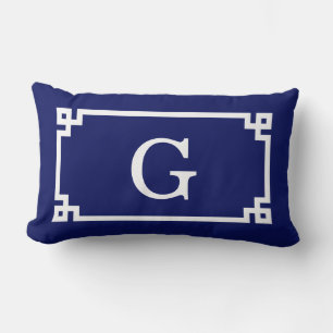 Almofada Lombar Armação Navy White Greek Key #2 Monograma Inicial