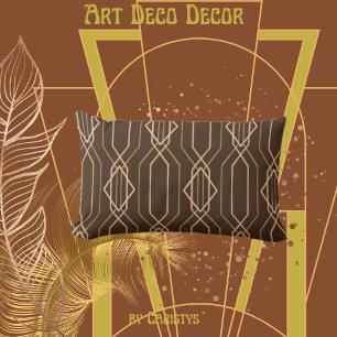Almofada Lombar Art Deco Brown e Dourado