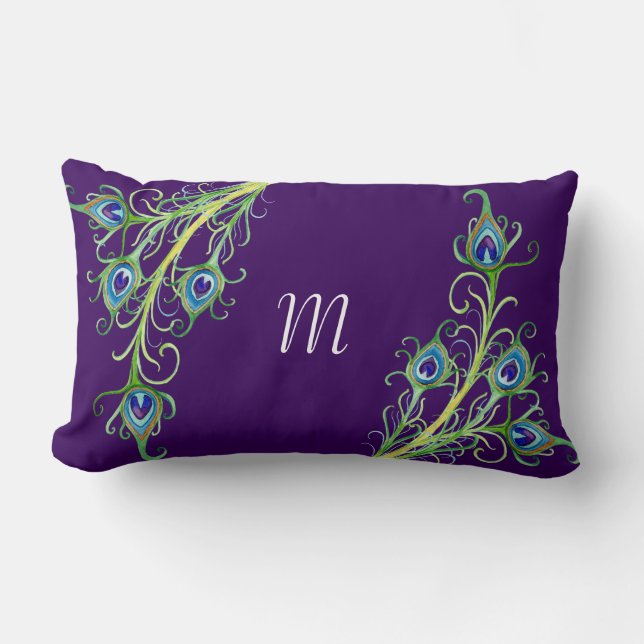 Almofada Lombar Art Deco Nouveau Style Pancas Pancas Pavão (Frente)