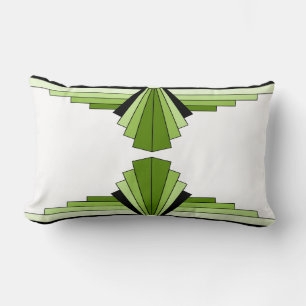 Almofada Lombar Art Deco Patterin in Greens and Black Lumbar Cushi