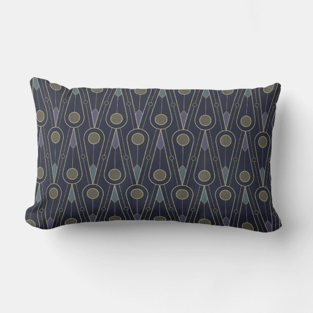 Almofada Lombar Art Deco pattern with geometric shapes in gold (Frente)