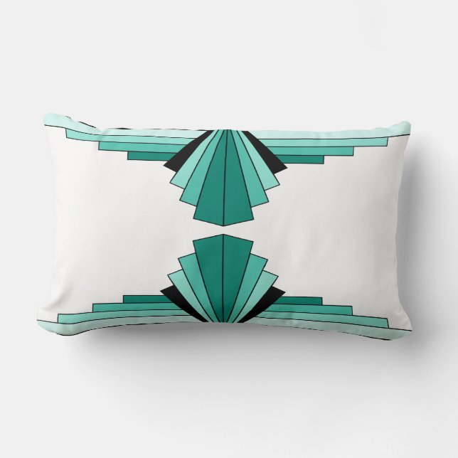 Almofada Lombar Art Deco Patterno em Verdes (Frente)