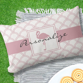 Almofada Lombar Art Deco Wave Patten Pink Flamingo