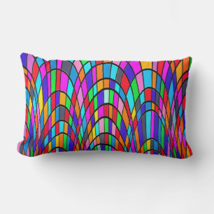 Almofada Lombar Arte abstrata em mosaico de vitral multicolorido
