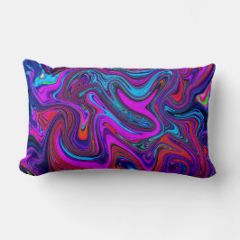 Almofada Lombar Arte Abstrata Marmoreada em Magenta, Azul e Vermel