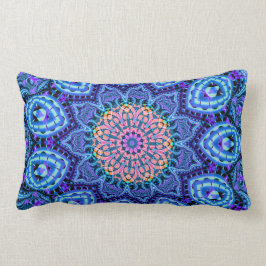 Almofada Lombar Arte azul ornamentado do caleidoscópio das