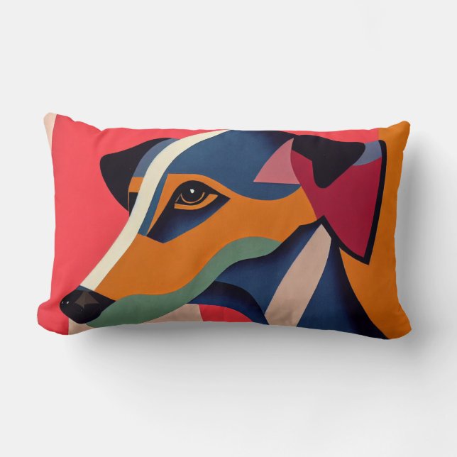 Almofada Lombar Arte Brilhante Deco Rosto Greyhound (Frente)