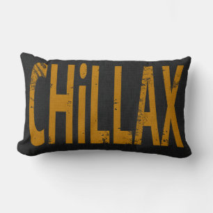 Almofada Lombar Arte com Palavras de Skate Chillax Preto Amarelo