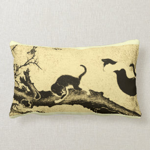 Almofada Lombar Arte coreana do gato do vintage