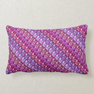 Almofada Lombar Arte da samambaia/azul da tira Diag da