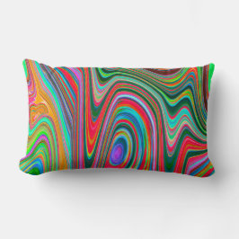 Almofada Lombar Arte de Abstrato azul, verde e vermelho trippy