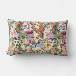 Almofada Lombar Arte de desenho do Doodle da linha de contorno Mod